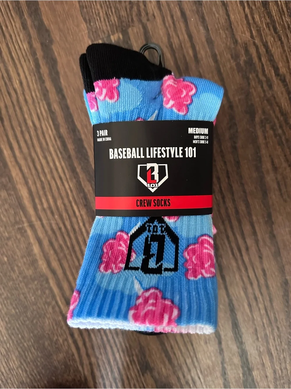 New baseball lifestyle 101 Youth Cotton Candy Socks 3 Pack Blue, Pink M